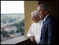 President George W. Bush is shown a view of the Lourdes Grotto by Pope Benedict XVI Friday, June 13, 2008, at the Vatican. White House photo by Eric Draper