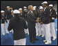 President George W. Bush meets with members of the women's U.S. Olympic Basketball Team Friday evening, Aug. 8, 2008 at the National Stadium in Beijing, prior to the U.S. Olympians marching in the Opening Ceremonies at the 2008 Summer Olympics. White House photo by Eric Draper