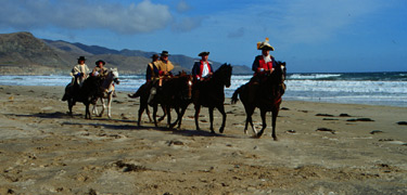 Anza expedition re-enactors during the 1976 bicentenial ride along Vandenburg beach area of California