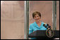 Mrs. Laura Bush speaks during a luncheon on global health and literacy Tuesday, Sept. 24, 2007, at the Pierpont Morgan Library in New York. "Over the last five years, Afghanistan's primary-school enrollment rate has increased by more than 500 percent. At the same time, Afghanistan's infant and child mortality rate has dropped nearly 20 percent," said Mrs. Bush citing an important example of how education and children's health are intertwined. "Just a few years of increased school enrollment have produced these promising advances in children's health." White House photo by Shealah Craighead