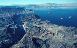 An Aerial photo of Lake Mead and Hoover Dam