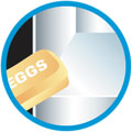 carton of eggs going into a refrigerator