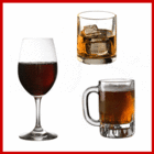 Photo of different kinds of alcoholic beverages. - Click to enlarge in new window.
