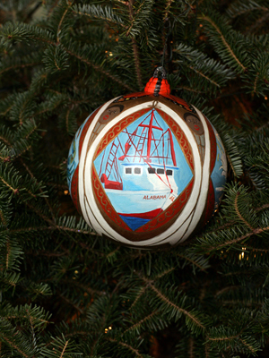 Alabama Senator Jeff Sessions selected artist Kelley Beville Ogburn to decorate the State's ornament for the 2008 White House Christmas Tree. 