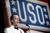 U.S Navy Adm. Mike Mullen, chairman of the Joint Chiefs of Staff, addresses the audience at the 2008 USO World Gala, Marriott Wardham Park Hotel, Washington, D.C., Oct. 1, 2008.