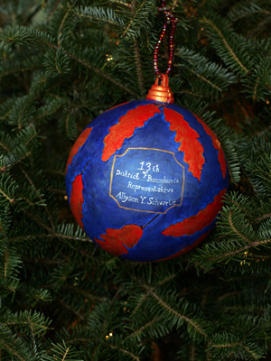 Pennsylvania Congresswoman Allyson Schwartz selected artist Angela Combs to decorate the 13th District's ornament for the 2008 White House Christmas Tree