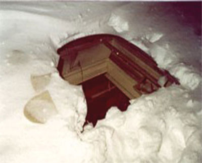 Figure 1. Snow-covered 3-foot-square skylight.