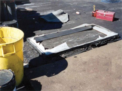 Figure 4. Rectangular skylight after it had been removed from the roof and placed on the ground.