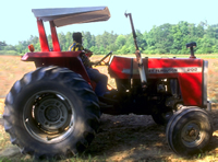 A tractor with a roll-over protective structure