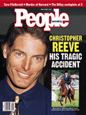 People magazine cover highlighting Christopher Reeve's tragic accident.