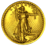 US Double Eagle of 1907, designed by Augustus Saint-Gaudens.