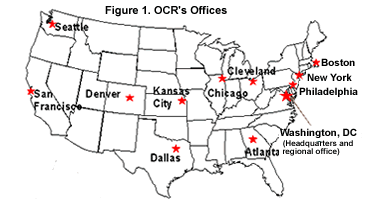 Image map of Headquarters and 12 enforcement offices around the nation.