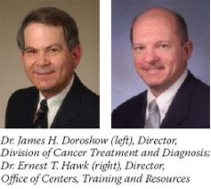 Dr. James H. Doroshow (left), Director, Division of Cancer Treatment and Diagnosis; Dr. Ernest T. Hawk (right), Director, Office of Centers, Training and Resources