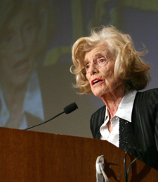 Eunice Kennedy Shriver speaks at Mar. 3 ceremony in her honor. 
