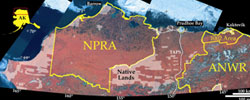 Landsat image of Alaska North Slope showing USGS study areas.