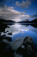 landscape of a lake and mountains