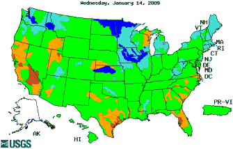 1-day streamflow conditon map