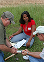 Students using the soil quality test kit