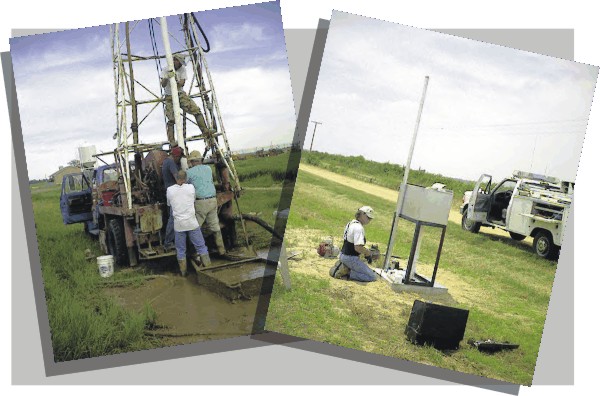 The University of Arkansas at Pine Bluff is working in cooperation with the Arkansas Geological Commission, the Arkansas Soil and Water Conservation Commission, the Natural Resources Conservation Service, and the United States Geological Survey to develop and monitor the ground-water resources at the Lonoke Demonstration Farm. NRCS Arkansas image.