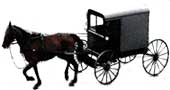 Silhouette of a horse-drawn Amish buggy