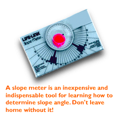 A slope meter is an inexpensive and indispensable tool for learning how to determine slope angle. Don't leave home without it!