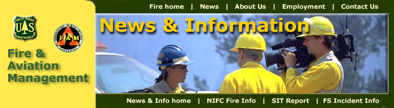 [Banner]  Forest Service, Fire & Aviation Management.  Forest Service employee being interviewed.