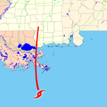 map of the path of Hurricane Katrina