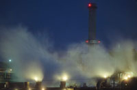 image of an industrial facility at night