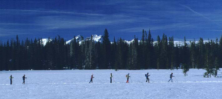 Photo of skiers crossing Swampy Lakes