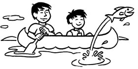 Two boys in a canoe