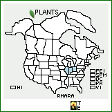 Distribution of Rhus aromatica Aiton var. arenaria (Greene) Fernald. . 