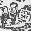A cartoon of President Roosevelt welcoming people to his Oyster Bay home.
