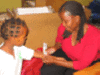 Girl being skin tested for TB