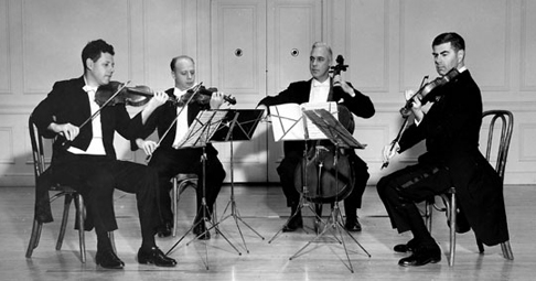 The members of the first Juilliard Quartet resident at the Library of Congress, in a 1962 photo, from left: Robert Mann, Isidore Cohen, Claus Adam and Raphael Hillyer