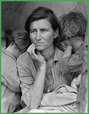 Destitute Pea Pickers in California. Mother of seven children.