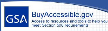 GSA Logo: BuyAccessible.gov - Access to resources and tools to help you meet Section 508 requirements.