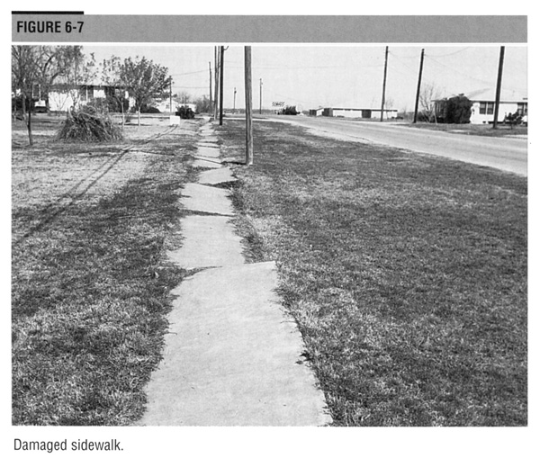 Damaged sidewalk.