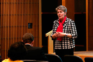 Pincus encouraged the audience to nominate a woman for an award listed on the RAISE Web site.