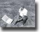 Plater Campbell conducting a soil survey in Connecticut