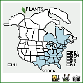 Distribution of Solidago caesia L.. . Image Available. 