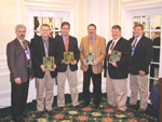 (from left) Bob Hotchkiss, NRCS/NWTF Liaison; Jared McJunkin, NWTF Regional Biologist (accepted the award for Edward Eitel); Raymond Cocke; Reggie Arrington; James Spencer; and Bryan Burhans, NWTF Wildlife Biologist and Director of Land Management Programs (NRCS photo – click to enlarge)
