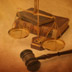 Legal tools - a gavel, scale and book