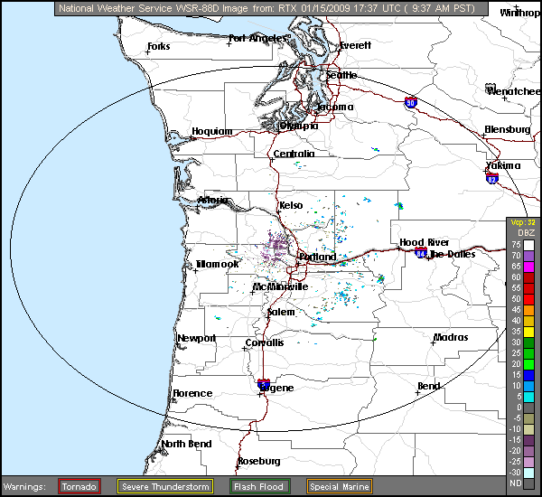 Click for latest Base Reflectivity radar loop from the Portland, OR radar and current weather warnings