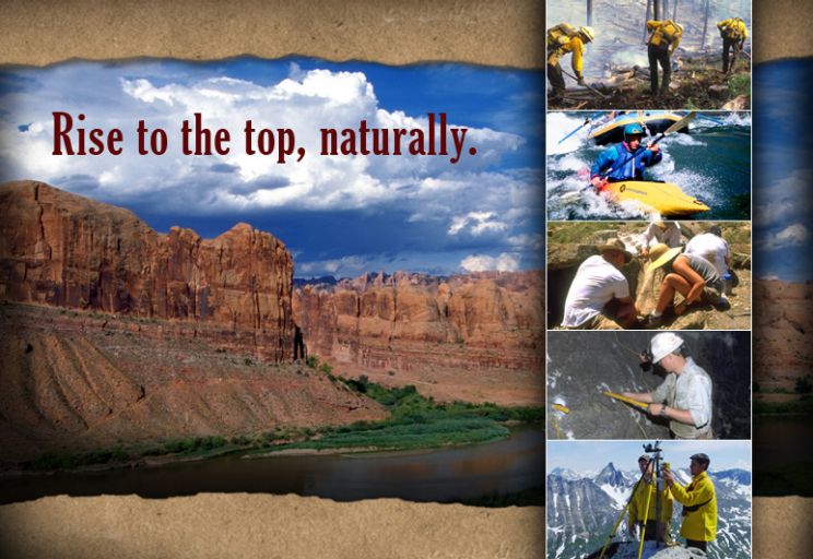 Phrase "Rise to the Top, naturally" with photos of BLM activities.
