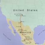 Map of El Camino Real de Tierra Adentro in Mexico and the United States