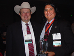 Utah NRCS State Hydraulic Engineer Nathaniel Todea (right) accepts the American Indian Science and Engineering Society (AISES) 2008 Most Promising Scientist/Engineer from California NRCS State Conservationist Ed Burton (NRCS image – click to enlarge)