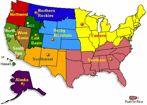 Map of Geographic Area Coordination Centers