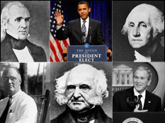 Photo illustration of five past presidents and one president-elect. Credit: Christopher Toothman/NPR