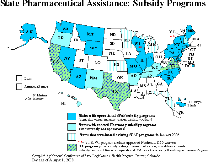 State Rx Assistance: Map of Subsidy Programs