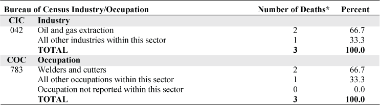 NORA mining sector and malignant mesothelioma: Most frequently recorded industries and occupations on death certificate, U.S. residents age 15 and over, selected states, 1999